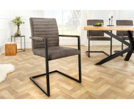 Designová šedě černá industriální konzolová jídelní židle Imperial s čalouněním s efektem záměrného zestárnutí 91 cm