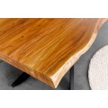 Moderní industriální jídelní stůl Mammut s obdélníkovou deskou z masivního akáciového dřeva v medově hnědé barvě 200 cm