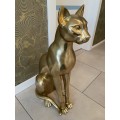 Art-deco socha sedící kočky sphynx Cleopatra ve zlaté barvě 72cm