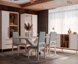 Luxusní moderní sestava nábytku do jídelny Estoril z masivního dřeva