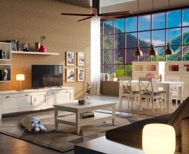 Luxusní moderní sestava obývacího a jídelního nábytku Amberes z masivního dřeva