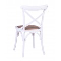 Designová bílá provensálská jídlní židle Saint Remy s ratanovou sedací částí a překříženou opěrkou 89 cm