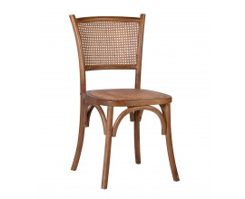 Designová hnědá etno jídelní židle Davao s rámem z dubového dřeva a ratanovým výpletem 89 cm