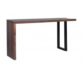 Moderní designový konzolový stolek Lense z hnědého masivního dřeva s kovovými nožičkami 190 cm