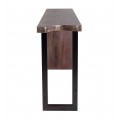 Moderní designový konzolový stolek Lense z hnědého masivního dřeva s kovovými nožičkami 190 cm
