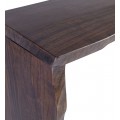 Designový obdélníkový konzolový stolek Lense z masivního dřeva v hnědé barvě a kovovou nohou v černé barvě 150 cm