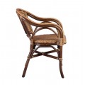 Designová ratanová jídelní židle Rata s kvalitním ratanovým výpletem v hnědé barvě se zaoblenou dřevěnou konstrukcí