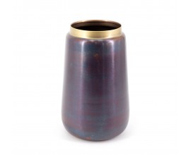 Designová antická hliníková váza v tmavé antracitové barvě s fialovým leskem 28 cm