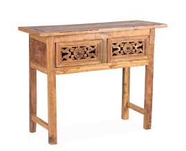 Stylový orientální konzolový stolek Kilen z masivního dřeva s vyřezáváním v hnědé barvě 100 cm