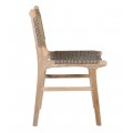 Moderní zahradní židle Trapani se světlým hnědým dřevěným rámem s béžovo-modrým výpletem 88 cm