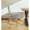 Designová ratanová zahradní židle Bistro s hnědým rámem a stylovým černo-bílým výpletem 92 cm