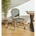 Designová ratanová zahradní židle Bistro s hnědým rámem a stylovým černo-bílým výpletem 92 cm