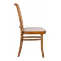 Luxusní masivní hnědá jídelní židle Teka s bílou čalouněnou sedací částí a ratanovým výpletem s vídeňským vzorem 86 cm