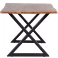 Moderní industriální obdélníkový jídelní stůl Axel s vrchní deskou z akáciového dřeva v medové hnědé barvě 160 cm