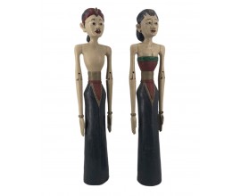 Designová etno dekorace Loro Blonyo se dvěma figurami muže a ženy s polohovatelnými rameny 100 cm