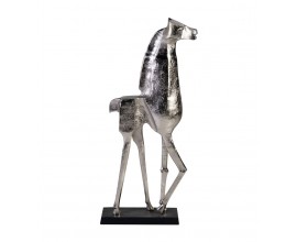 Luxusní moderní socha koně Zilarra z kovové slitiny ve stříbrné barvě s kubistickými prvky 115 cm