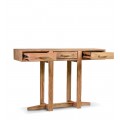 Moderní masivní konzolový stolek Vergil z tekového dřeva se třemi zásuvkami v přírodní hnědé barvě 130 cm