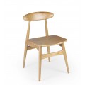 Moderní skandinávská jídelní židle Sika z masivního dřeva sungkai ve světle hnědé barvě s oválnou opěrkou na záda
