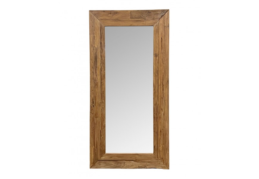 Luxusní obdélníkové masivní zrcadlo Natural v hnědé barvě v rustikálním stylu 200 cm