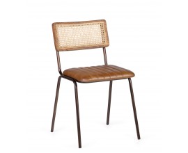 Designová kožená jídelní židle Boston v hnědé barvě v industriálním stylu 78 cm