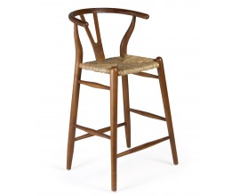 Štýlová ratanová barová stolička Silla z masívneho dreva s oblúkovým opěradlom v hedej farbe 97 cm
