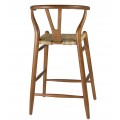 Štýlová ratanová barová stolička Silla z masívneho teakového dreva s ratanovým výpletom na sedadle as oblúkovou opierkou