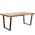 Luxusný moderný jedálenský stôl Resin z masívneho dreva s černými kovovými nožičkami 180 cm
