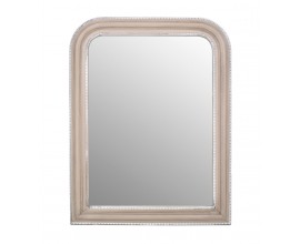Stylové masivní nástěnné zrcadlo Dakota v béžové barvě v obdélníkovém tvaru se stříbrnými detaily