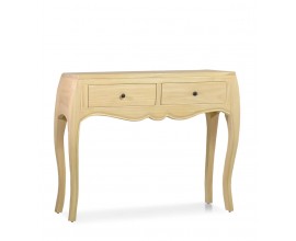 Designový koloniální konzolový stolek Ainsa z masivního dřeva ve světle hnědé barvě se dvěma zásuvkami 105 cm