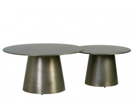 Designový art deco set konferenčních stolků Mariel v šedé kovové barvě 80 cm