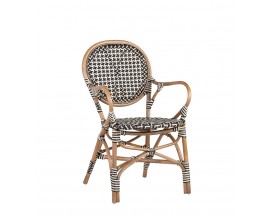 Stylová ratanová jídelní židle Bistro v bíločerné barvě 92 cm