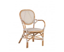 Stylová ratanová jídelní židle Bistro s bílým výpletem a hnědou konstrukcí 94 cm