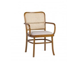 Stylová jídelní židle Teka s ratanovým vídeňským výpletem z masivního dřeva v hnědé barvě 87 cm
