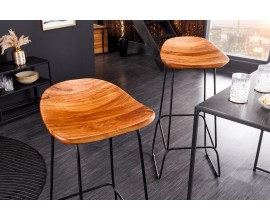 Moderní medově hnědá barová židle Mammut z akáciového dřeva s kovovou podstavou 84 cm