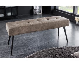 Designová šedě hnědá lavice Soreli s moderním lineárně prošívaným čalouněním 100 cm