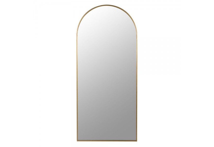 Designové minimalistické zrcadlo Alio v art deco stylu se zlatým tenkým rámem s glamour nádechem