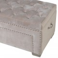 Designová glamour lavice Exalte s čalouněním s ozdobným chesterfield prošíváním a úložným prostorem v béžové barvě 160 cm