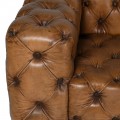 Luxusní vintage obdélníková chesterfield sedačka z pravé kůže Snuggle v hnědé barvě s hlubokým prošíváním 245 cm