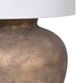 Stylová vintage stolní lampa Amanda se zlato hnědou keramickou oblou nohou a válcovým bílým stínítkem 61 cm