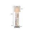 Designová etno stojací lampa Adduro s podstavou z černého kovu a masivního dřeva ve hnědé barvě s béžovým stínítkem 165 cm