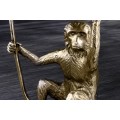 Stylový art deco příruční kovový stolek Monkey s přírodními motivy v podobě listu a opice ve zlaté antické barvě 55 cm