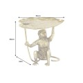 Stylový art deco příruční kovový stolek Monkey s přírodními motivy v podobě listu a opice ve zlaté antické barvě 55 cm