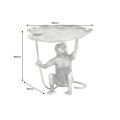 Stylový art deco stříbrný příruční stolek Monkey z kovu se zvířecími motivy v podobě dopisu a opice 55 cm