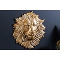 Stylová art deco nástěnná dekorace Lion z kovu ve zlaté barvě v podobě lva 34 cm