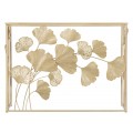 Designový glamour zlatý konzolový stolek Natura Elegante s designem ginko listů a zrcadlovou deskou 108 cm