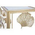 Designový glamour zlatý konzolový stolek Natura Elegante s designem ginko listů a zrcadlovou deskou 108 cm