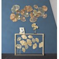 Designový glamour zlatý konzolový stolek Natura Elegante s designem ginko listů a zrcadlovou deskou 108 cm