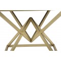 Designová art deco taburetka Triangolo Oro s geometrickou zlatou podstavou a černým čalouněným sedadlem 45 cm