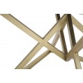 Designová art deco taburetka Triangolo Oro s geometrickou zlatou podstavou a černým čalouněným sedadlem 45 cm