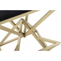 Designová art deco barová židle Triangolo Oro s čalouněným černým sedadlem a geometrickou konstrukcí ve zlaté barvě 75 cm